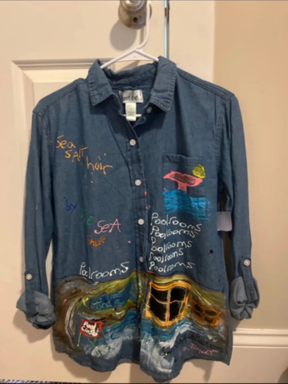 Poolrooms backrooms painted denim by Sara haber